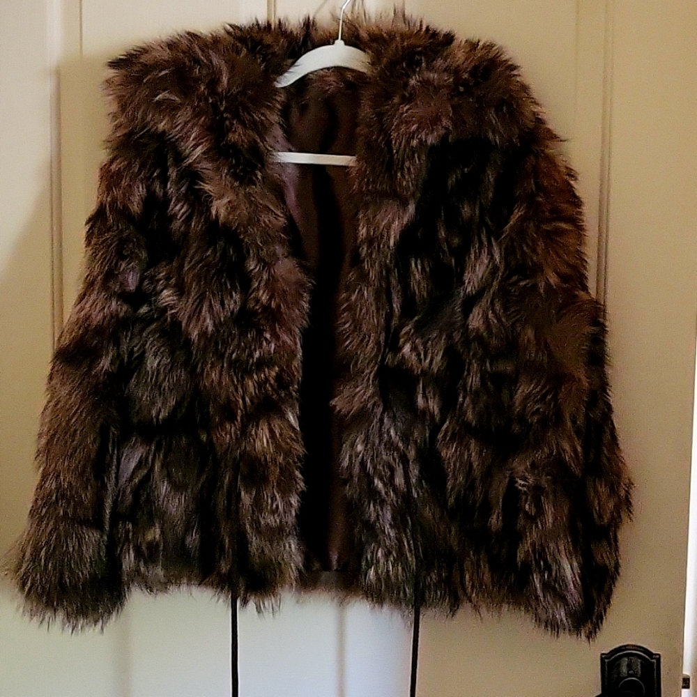 Vintage Raccoon Fur Coat S/M cinched waist